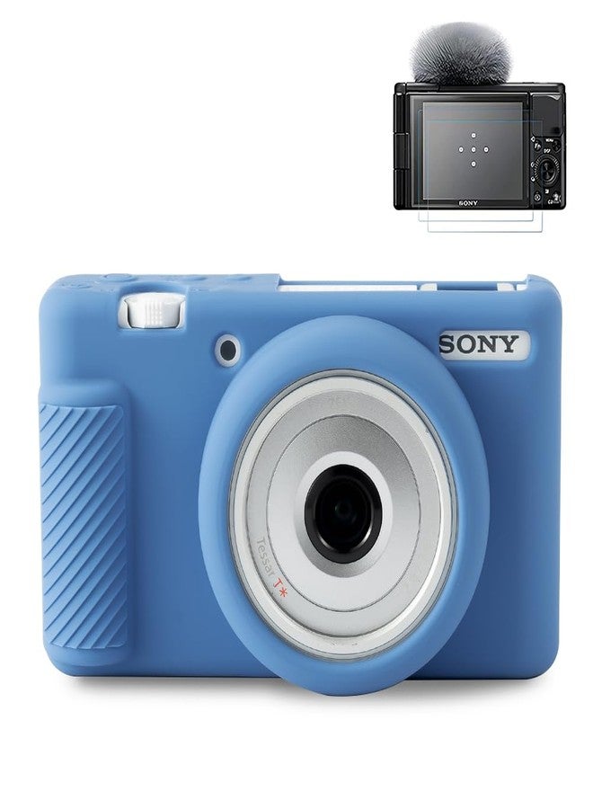 Pocoukate Case for Sony ZV-1F, ZV-1 II/ZV-1M2 Vlog Camera, ZV1F Camera Silicone Cover, Anti-Scratch Slim Fit Soft with ZV1 F Screen Protector- Blue Skin - Image 1